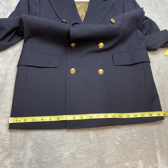 Vintage Bill Blass Nautical Suit Blazer Mens 32L Navy Wool Peak Double Breasted - Picture 11 of 16